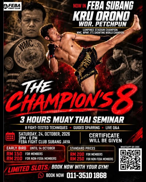 Official FEBA poster for The Champion’s 8 seminar on 24 October 2026